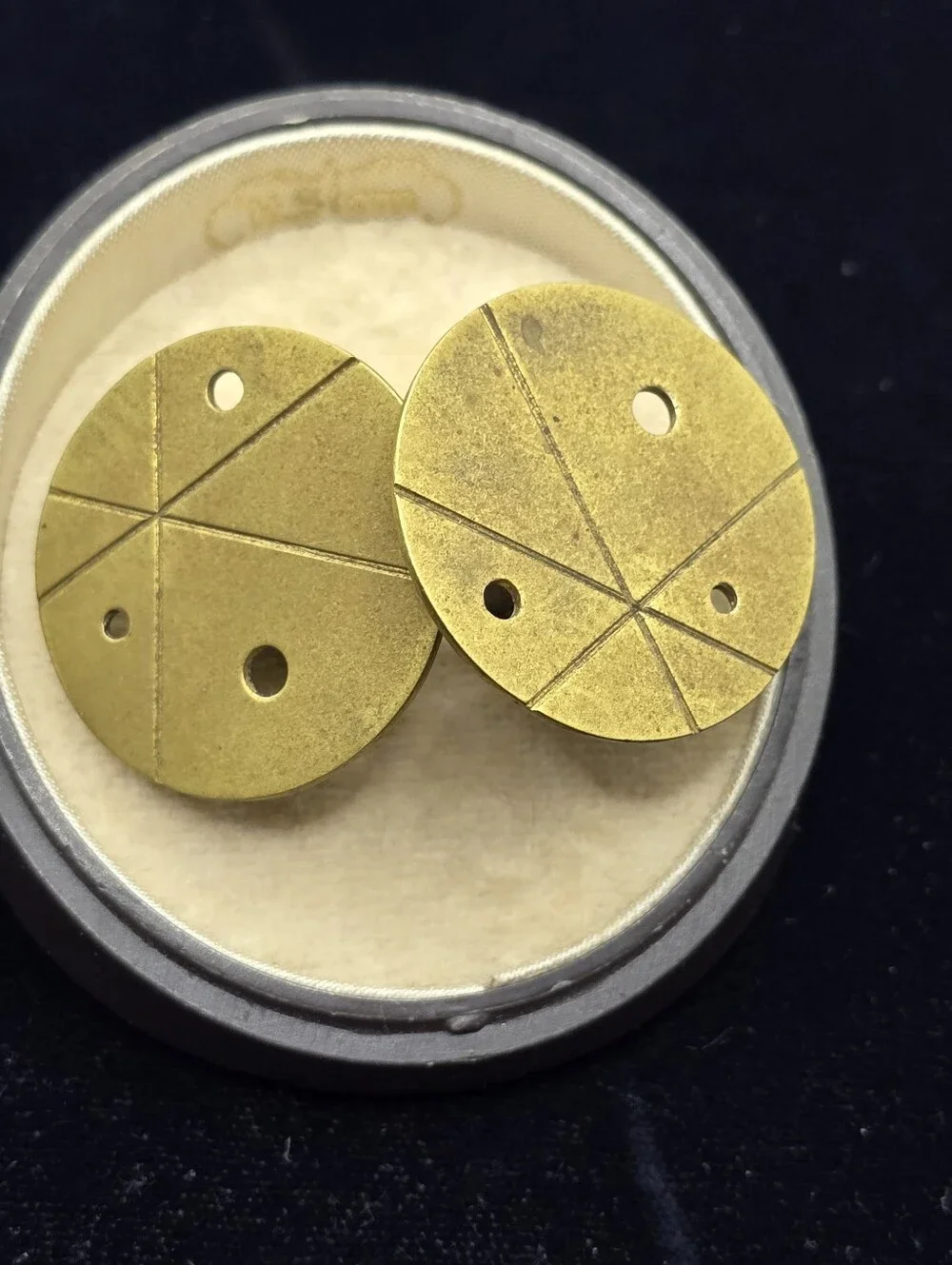 Handcrafted Studio Cufflinks Brass Sterling Mid-century Minimalist Atomic